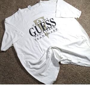 Vtg 1996 Guess Big Logo Genuine Registered Trademark Logo T-Shirt  Size Large